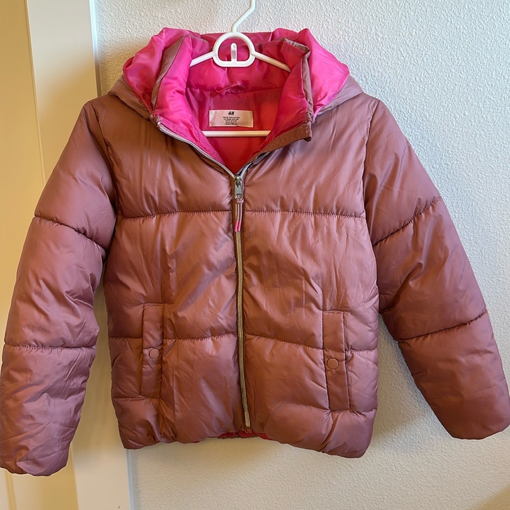 H&M puffer coat girls pink